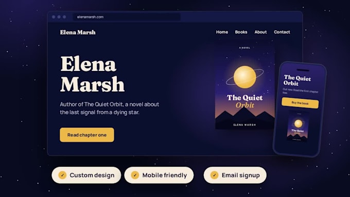 design author website, book author website, ebook website, author landing page