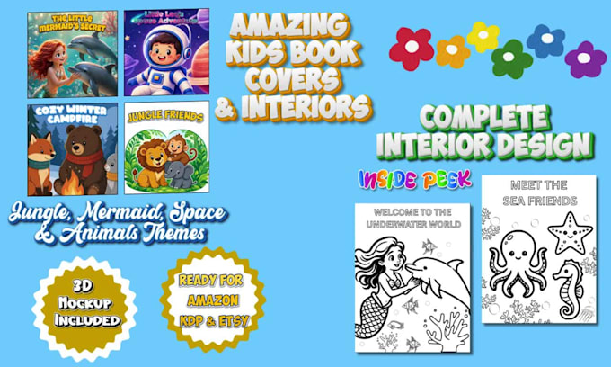 design kids book cover and interior for KDP