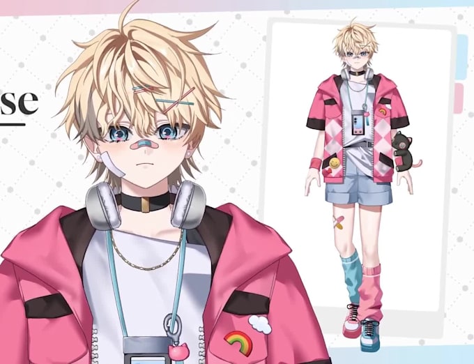 draw and rig live2d vtuber model, 2d vtuber model, anime vtuber model, vtuber