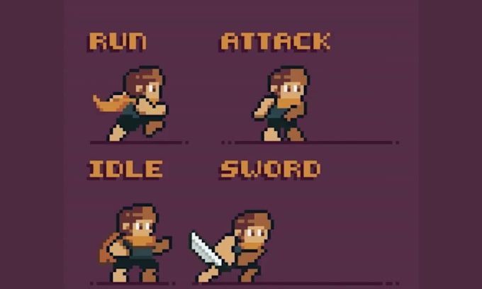 do pixel art character animation, sprite animation 8 16 bits pixel art animation
