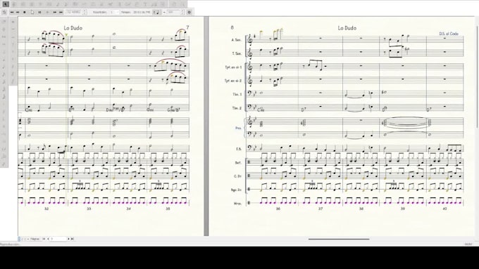 digitize handwritten sheet music for brass and woodwinds