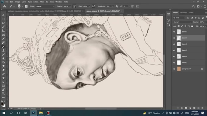 create realistic hand drawn portrait from your photo