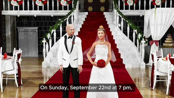 create a personalized cinematic 3d wedding invitation