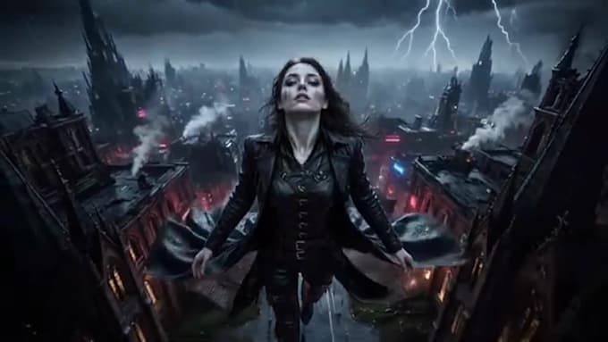 produce dark gothic post punk, metal industrial ai music video