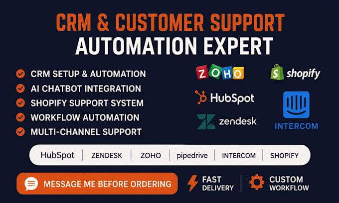 setup CRM automation hubspot zoho zendesk intercom