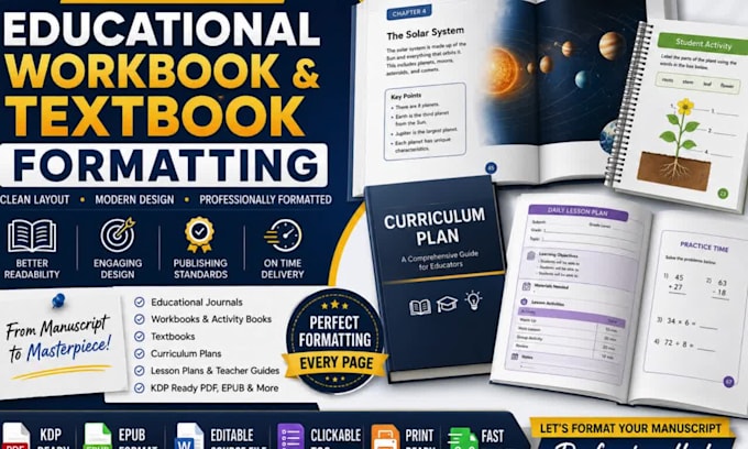format design workbook, educational workbook, textbook manuscript journal canva