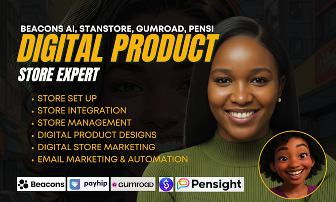 set up stan store expert, gumroad, payhip expert, beacons ai, linktree, taplink