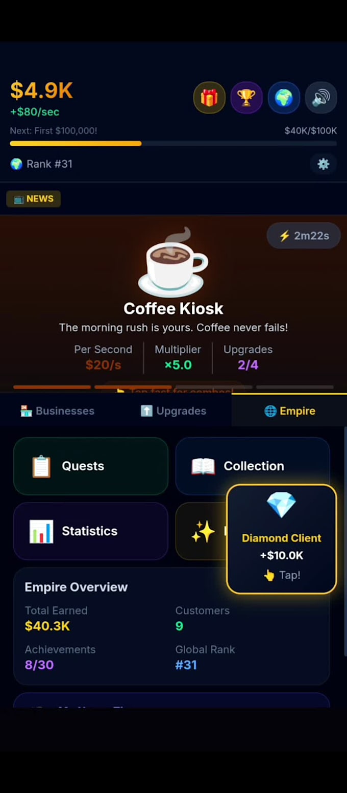provide a complete android idle business tycoon game source code