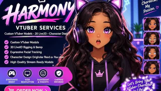 design and rig pro vtuber character in live2d, for vtuber model