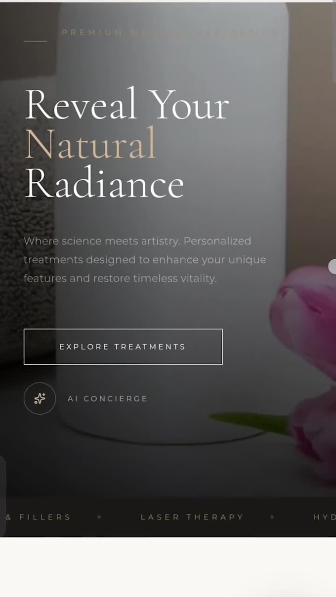 design an ai powered aesthetic website with chatbot