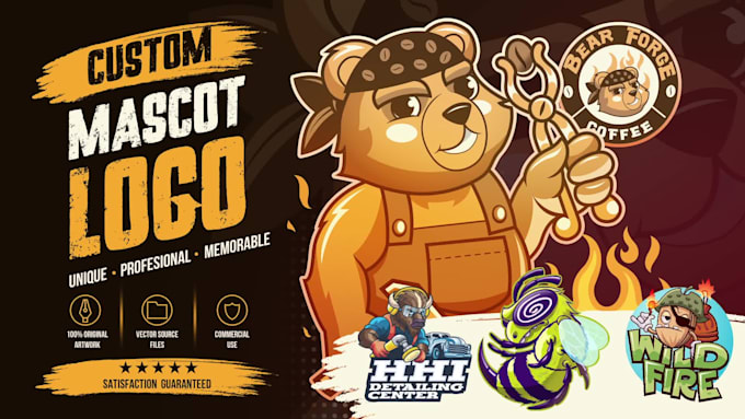 draw a custom mascot logo for gaming, sports and your brand