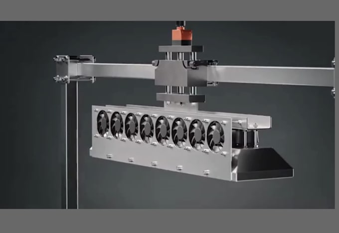 create 3d industrial machine animation, mechanical exploded view, cad animation