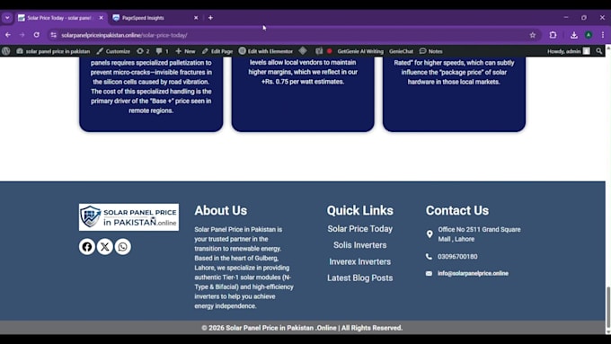 build a solar website using hello elementor