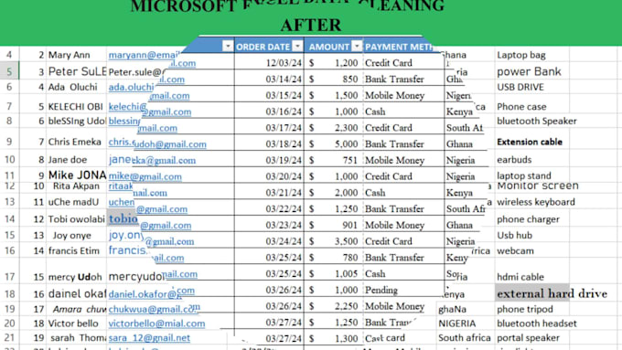 clean, organize, and format your excel or csv data