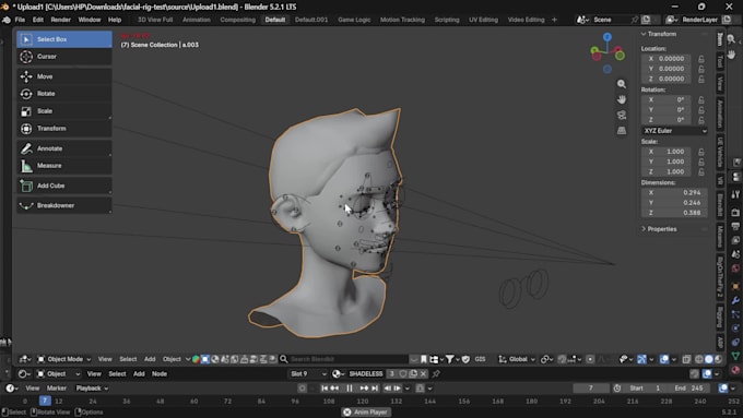 create 52 arkit blendshapes for facial animation