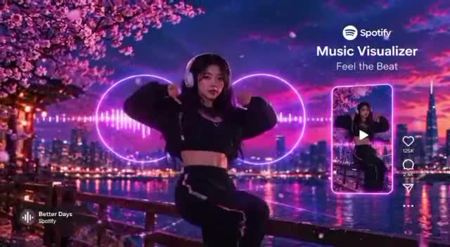 spotify canvas loop animation, reels, ai dance video, ai music visualiser loop