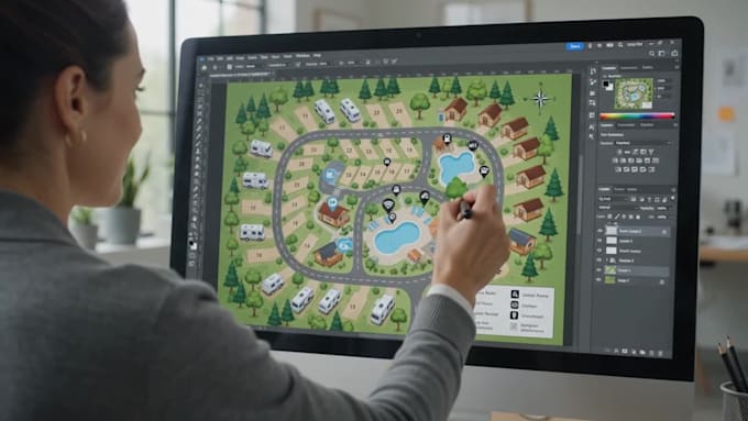 create vector site plans, property layouts, campground maps and rv park maps