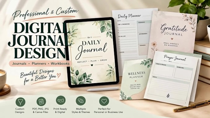 design a professional digital journal and planner