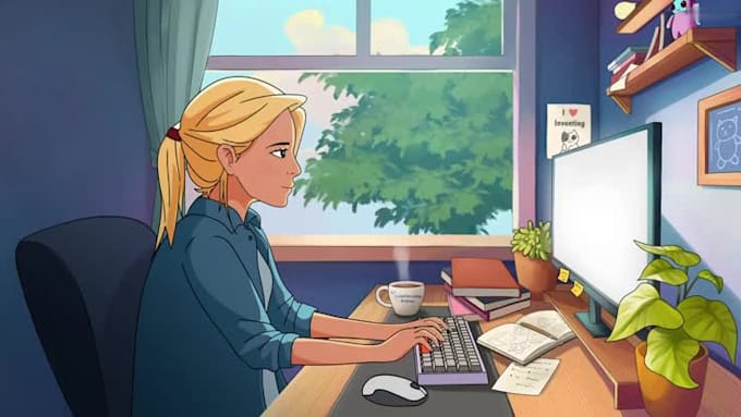 create loop lofi animation image and video for your social media content