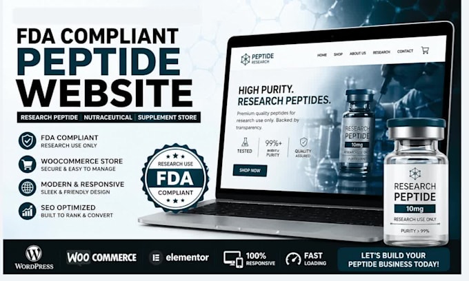 build fda compliant peptide website research peptide store nutraceutical website