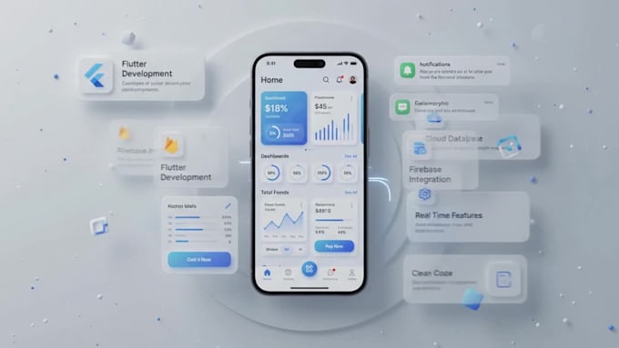 develop flutter app with firebase and API integration