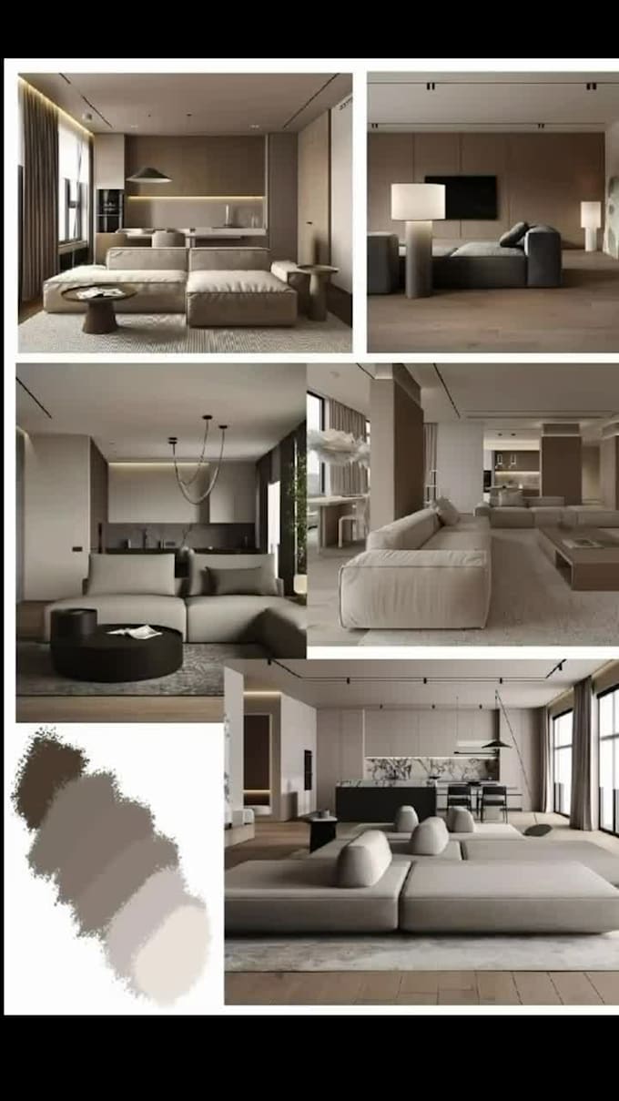 create an interior moodboard with color palette