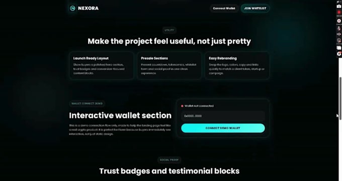 create a modern crypto web3 landing page for token presale