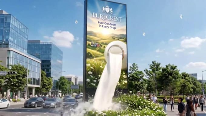 create 3d anamorphic billboard animation, cgi ads, vfx video