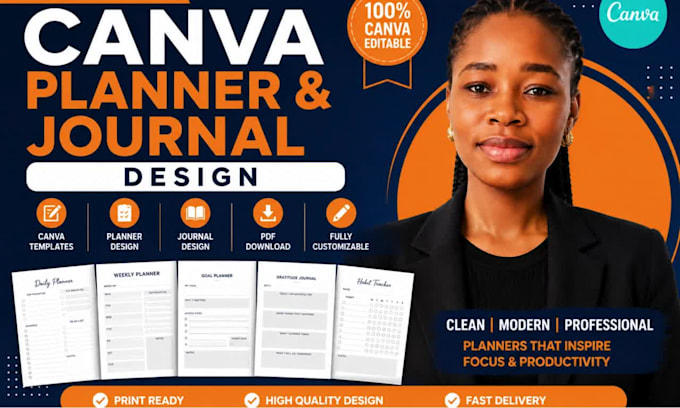 design canva planner, canva journal and canva templates