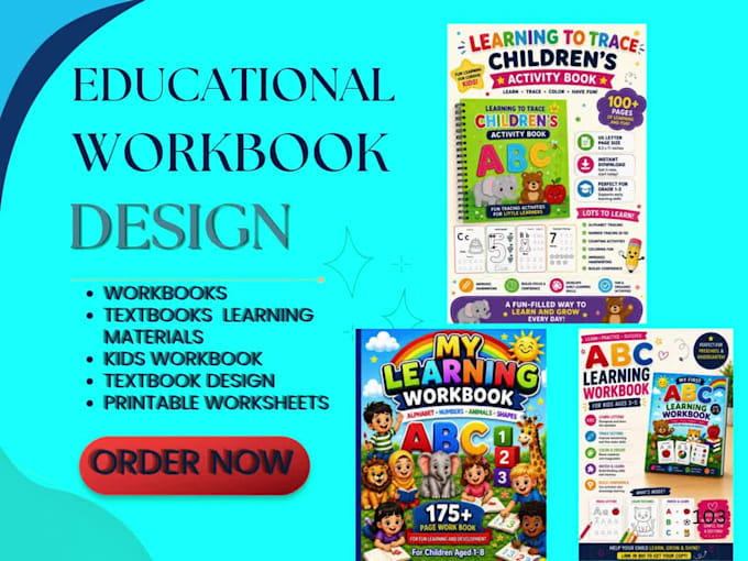 design educational workbook,textbook,learning materials,create kids workbook