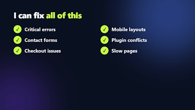 fix wordpress errors, bugs, layout issues and website problems fast