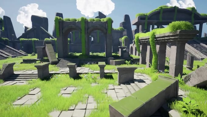 Design stylized cartoon world, modular kits 3d environment, ocean world ...