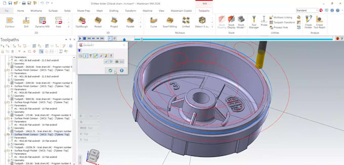 do 3 axis cnc milling programming and g code using mastercam