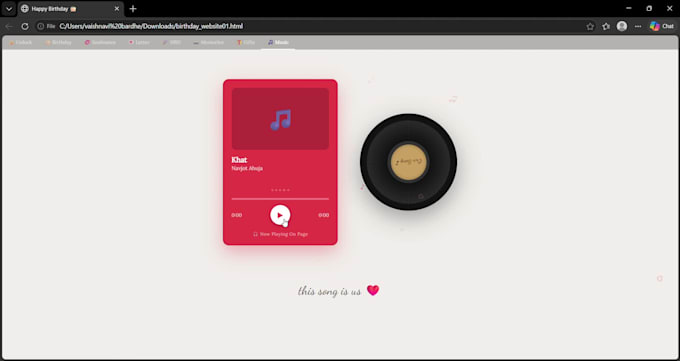 create a surprise birthday website with music and animations