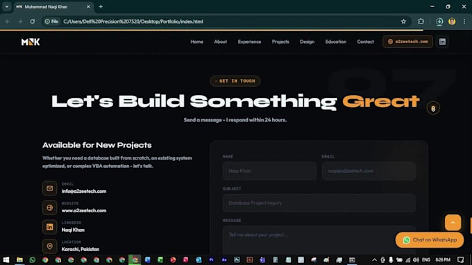 build custom website development, front end developer