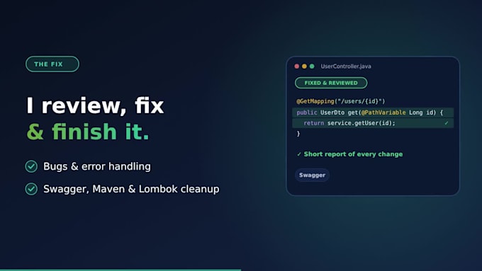 fix, review and finish your ai generated spring boot code