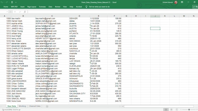 clean,organize and format your excel or CSV data