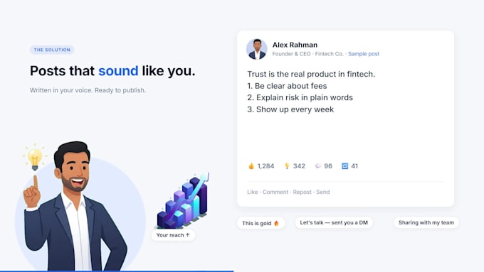ghostwrite linkedin posts for finance and fintech founders