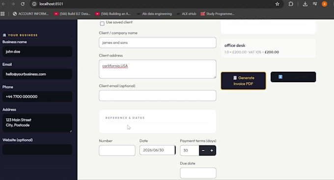 build you a custom invoice and quote generator app with PDF export