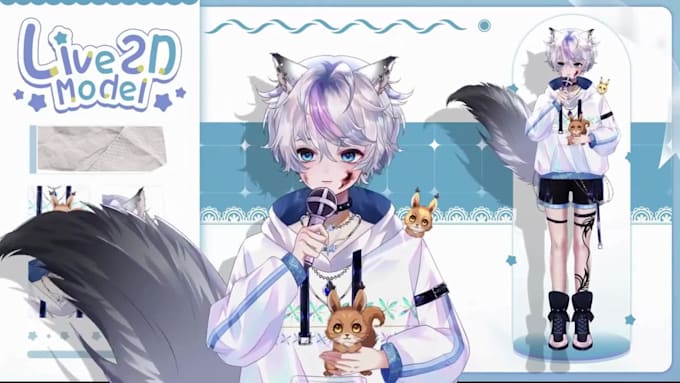 design 2d 3d vtuber model, rig live2d anime vtuber,  live2d vrchat for vseeface