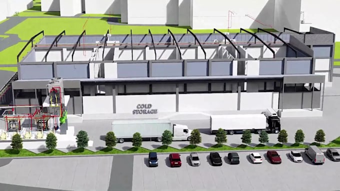 create 3d warehouse model and animation industrial facility visualization