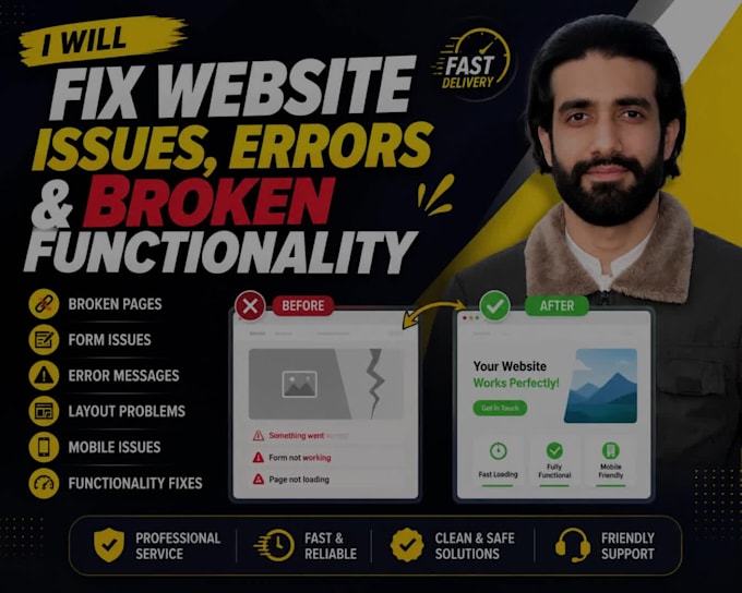 fix website issues, errors and broken functionality