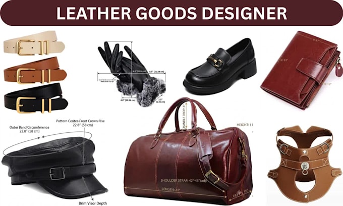 create leather goods tech packs for bags, wallets belts and jacket design