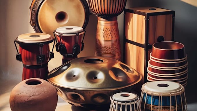 record world percussion djembe, cajón, bongos, udu, handpan, shakers, tabla