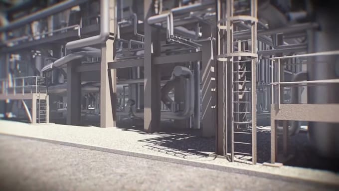 create 3d plant layout visualization and industrial site optimization animation
