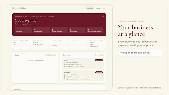 build a booking website with admin dashboard