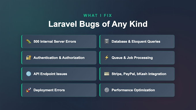 fix bugs and issues in your laravel application
