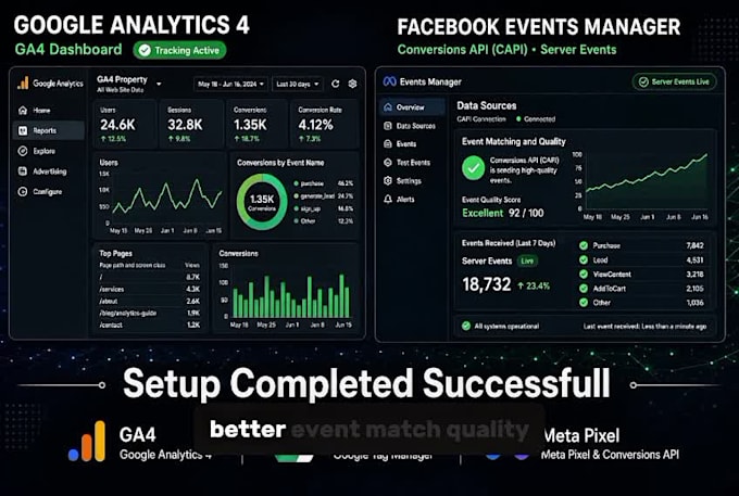 setup facebook pixel capi, server side tracking, and ga4 via cloudflare