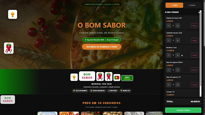 create a restaurant website with menu and online ordering