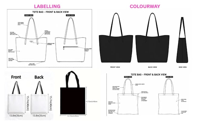 create luxury tote bag tech pack for manufacturers